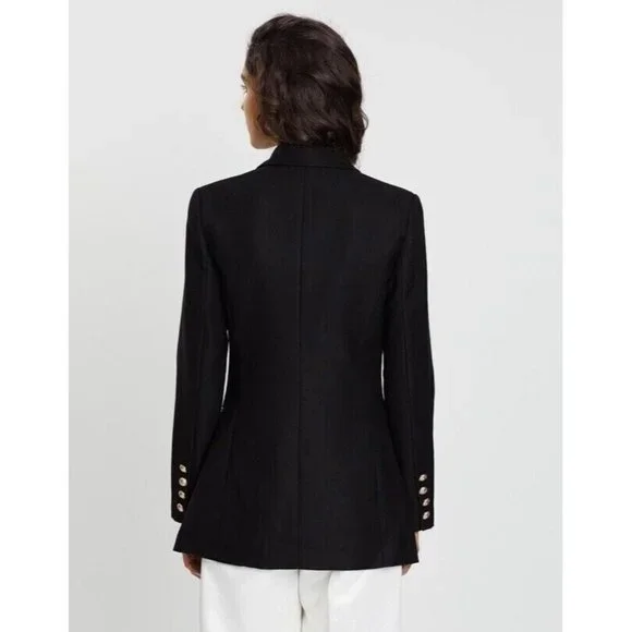 Mossman The Signature Blazer Jacket Black Military Classic Double Breast Size 10 - Picture 3 of 11